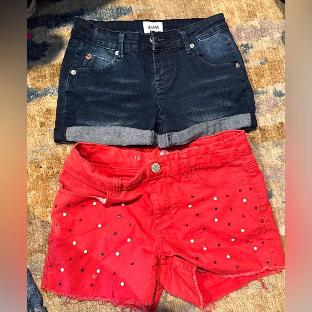 Girls size 16 Hudson denim shorts and Red denim shorts - No Returns